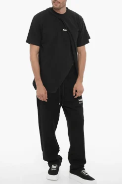 Hot T-Shirt Girocollo in Tinta Unita Sovrapposta Uomo T-Shirt