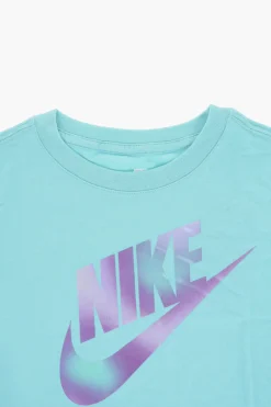 Outlet T-Shirt Girocollo in Tinta Unita con Logo Sfumato Abbigliamento