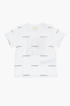 T-Shirt Girocollo in Tinta Unita con Logo All-Over>Givenchy KIDS New