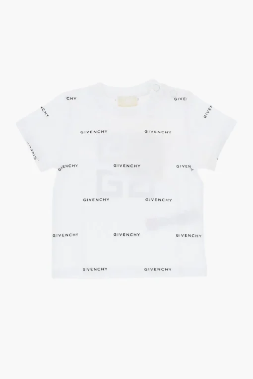 T-Shirt Girocollo in Tinta Unita con Logo All-Over>Givenchy KIDS New