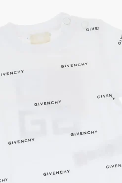T-Shirt Girocollo in Tinta Unita con Logo All-Over>Givenchy KIDS New