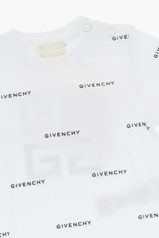 T-Shirt Girocollo in Tinta Unita con Logo All-Over>Givenchy KIDS New