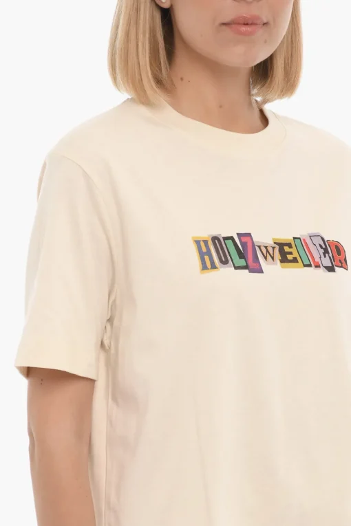 New T-Shirt Girocollo KJERAG in Tinta Unita con Logo Stampato Donna T-Shirts E Tops