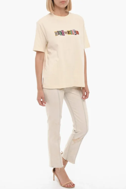 New T-Shirt Girocollo KJERAG in Tinta Unita con Logo Stampato Donna T-Shirts E Tops