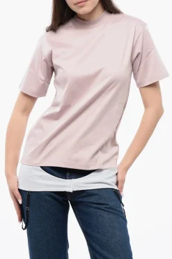 T-Shirt Girocollo LINGERIE in Tinta Unita con Dettaglio a Contrasto>Off-White Discount