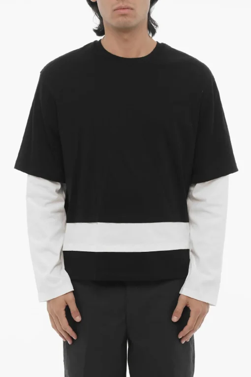 T-shirt Girocollo READY-STYLE Bicolore a Maniche Lunghe>Neil Barrett Outlet