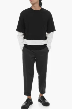 T-shirt Girocollo READY-STYLE Bicolore a Maniche Lunghe></noscript>Neil Barrett Outlet