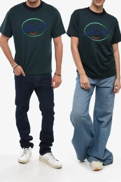Online T-shirt Girocollo Ricamata Donna T-Shirt|T-Shirts E Tops