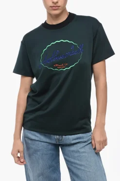 Online T-shirt Girocollo Ricamata Donna T-Shirt|T-Shirts E Tops