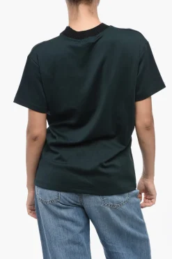 Online T-shirt Girocollo Ricamata Donna T-Shirt|T-Shirts E Tops