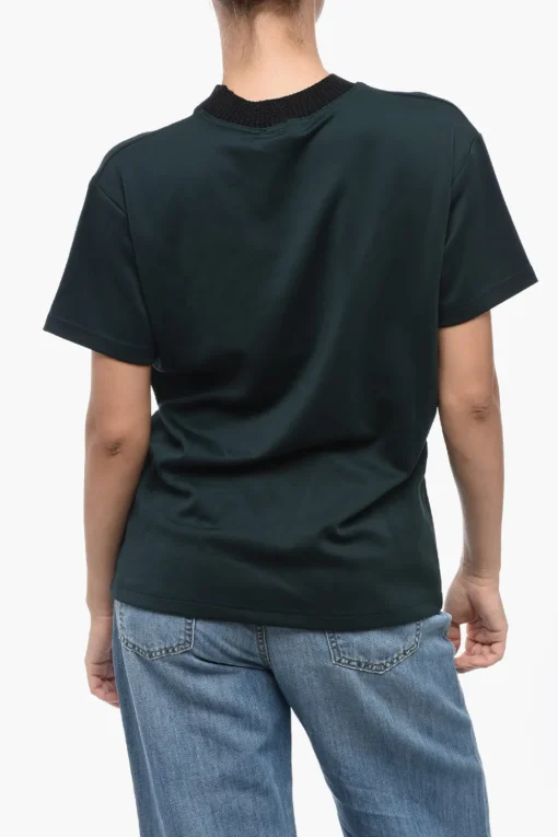 Online T-shirt Girocollo Ricamata Donna T-Shirt|T-Shirts E Tops