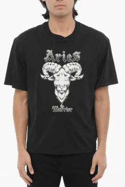 Clearance T-Shirt Girocollo ROCK BAND ZODIAC ARIES Slim Fit Uomo T-Shirt