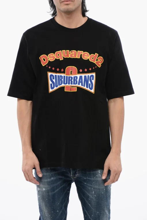 Discount T-Shirt Girocollo Skater Fit D2 SUBURBANS in Cotone Uomo T-Shirt