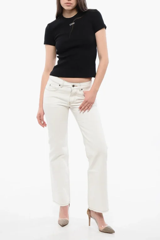 Best T-shirt Girocollo Slim Fit a Costine Donna T-Shirts E Tops