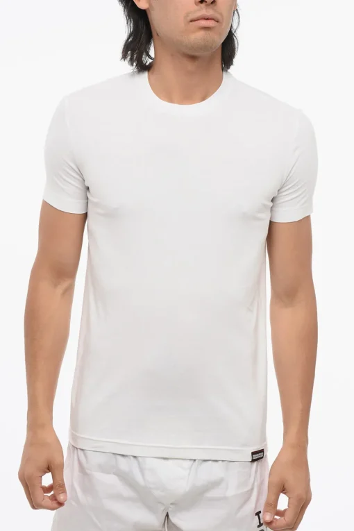 Online T-Shirt Girocollo Slim Fit in Misto Cotone Uomo Intimo