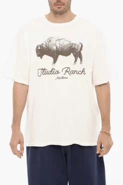 New T-Shirt Girocollo STUDIO RANCH Stampata sul Fronte Uomo T-Shirt