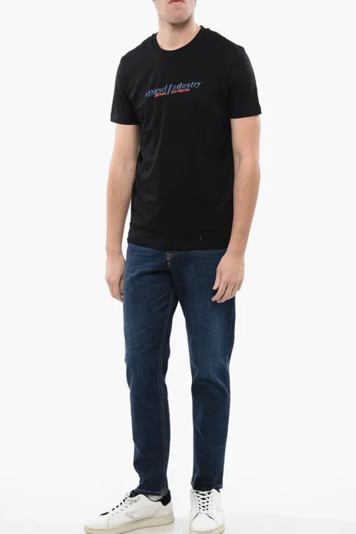 T-shirt Girocollo T-DIEGOR NEW INDUSTRIES in Cotone con Logo in Rilievo>Diesel Clearance