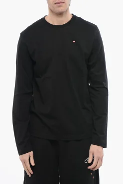 Fashion T-Shirt Girocollo T-DIEGOR-LS-MICRODIV a Maniche Lunghe Uomo T-Shirt