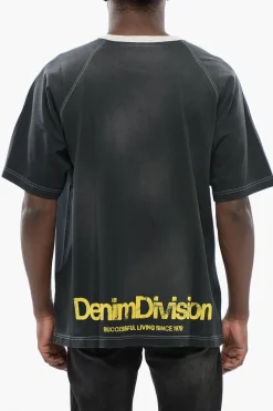 Online T-Shirt Girocollo T-ROXT-SLITS Effetto Sbiadito con Logo Floccato Uomo T-Shirt
