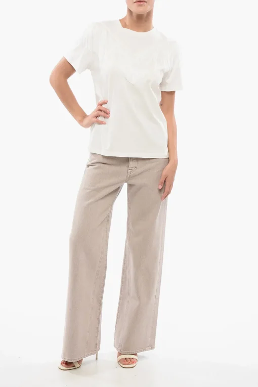 Outlet T-shirt Girocollo UNDER WORLD In Cotone con Frange Donna T-Shirts E Tops