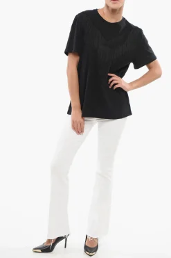 New T-shirt Girocollo UNDER WORLD In Cotone con Frange Donna T-Shirts E Tops