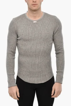Fashion T-shirt Girocollo Underwear a Maniche lunghe con Fiocco Uomo Intimo
