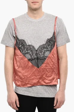 T-shirt Girocollo Underwear con Dettagli in Satin>Dsquared2 Fashion