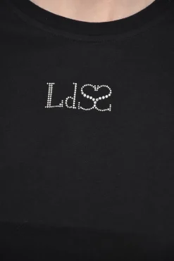 Hot T-shirt Girocollo UNISEX In Cotone con Logo in Strass Donna T-Shirt|T-Shirts E Tops