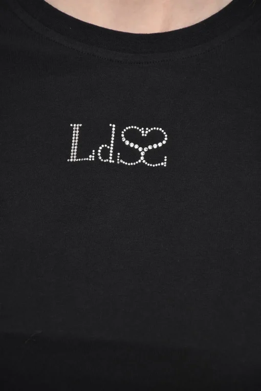 Hot T-shirt Girocollo UNISEX In Cotone con Logo in Strass Donna T-Shirt|T-Shirts E Tops
