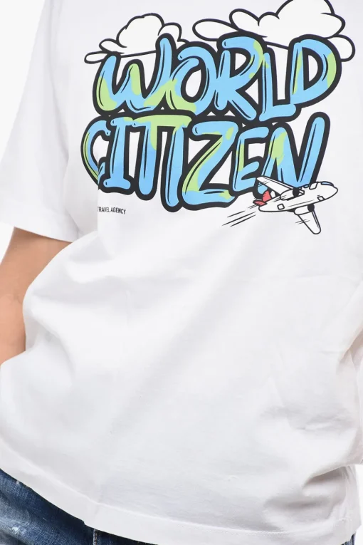 Discount T-Shirt Girocollo WORLD CITIZEN in Cotone Donna T-Shirts E Tops