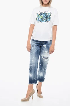 Discount T-Shirt Girocollo WORLD CITIZEN in Cotone Donna T-Shirts E Tops