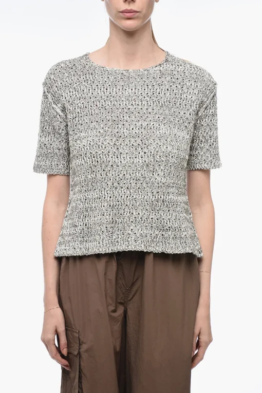 T-Shirt in Maglia con Cuciture Reverse>Jil Sander Hot