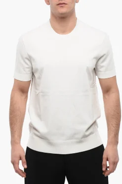 New T-Shirt in Maglia TECNO con Orli a Costine Uomo T-Shirt