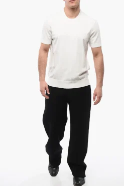 New T-Shirt in Maglia TECNO con Orli a Costine Uomo T-Shirt