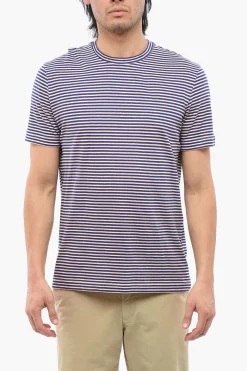 T-Shirt In Misto Lino Con Motivo A Righe>Altea New