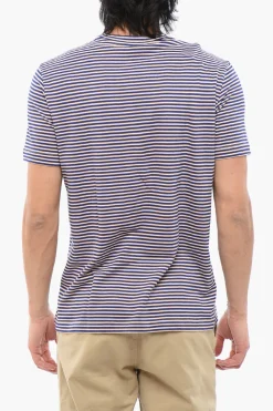 T-Shirt In Misto Lino Con Motivo A Righe>Altea New