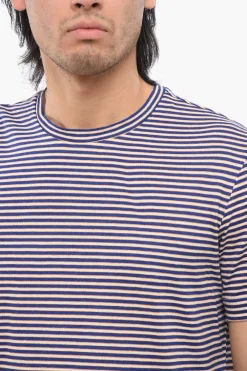 T-Shirt In Misto Lino Con Motivo A Righe></noscript>Altea New