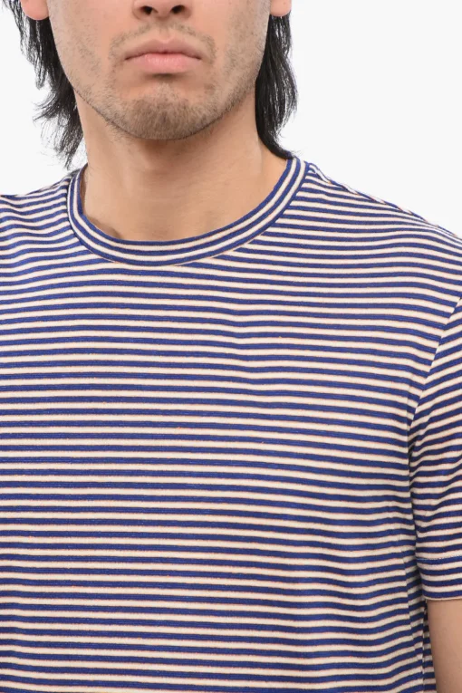 T-Shirt In Misto Lino Con Motivo A Righe>Altea New