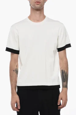 New T-Shirt Loose Fit in Tessuto Tecnico con Bordi a Contrasto Uomo T-Shirt