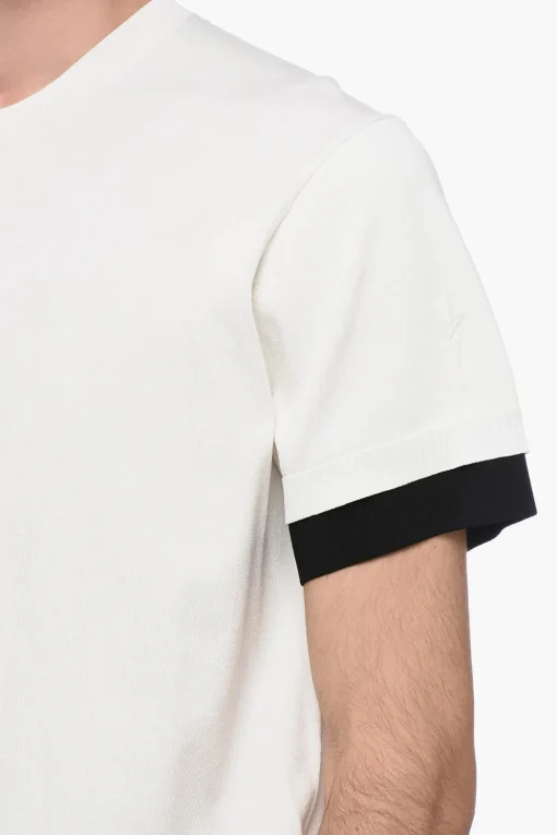 New T-Shirt Loose Fit in Tessuto Tecnico con Bordi a Contrasto Uomo T-Shirt