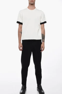 New T-Shirt Loose Fit in Tessuto Tecnico con Bordi a Contrasto Uomo T-Shirt