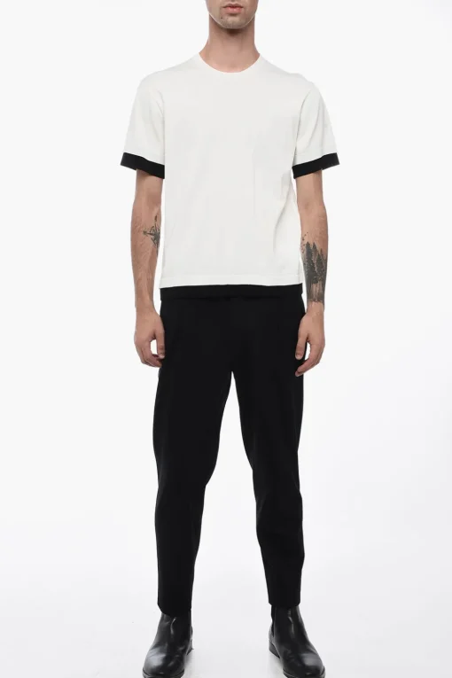 New T-Shirt Loose Fit in Tessuto Tecnico con Bordi a Contrasto Uomo T-Shirt