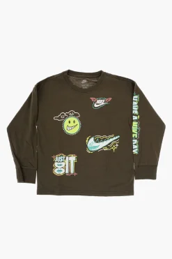 T-Shirt Loose Fit Stampata a Manica Lunga>Nike KIDS Hot