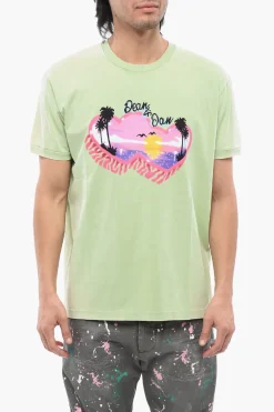 T-shirt Muscle Fit Con Stampa Spiaggia>Dsquared2 Sale