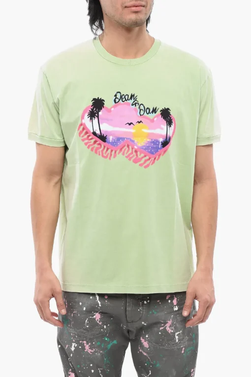 T-shirt Muscle Fit Con Stampa Spiaggia>Dsquared2 Sale