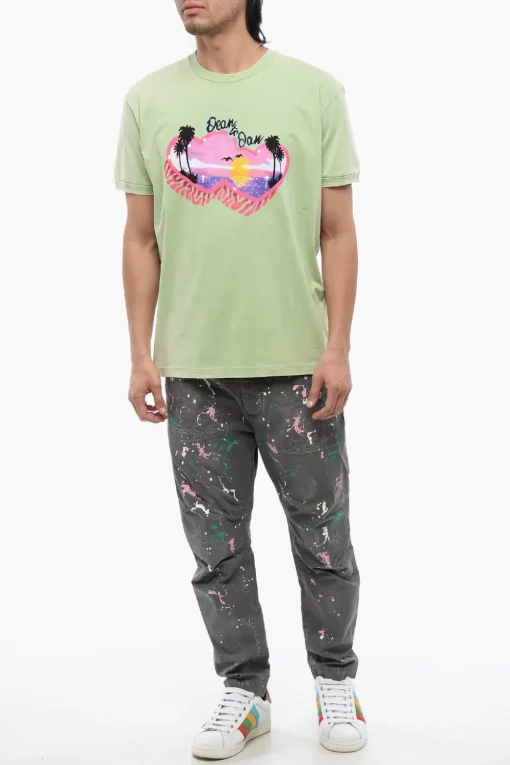 T-shirt Muscle Fit Con Stampa Spiaggia>Dsquared2 Sale