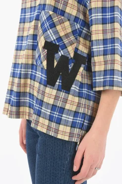 Best T-shirt Oversized a Quadri Plaid con Maxi Monogram Patch Donna T-Shirts E Tops