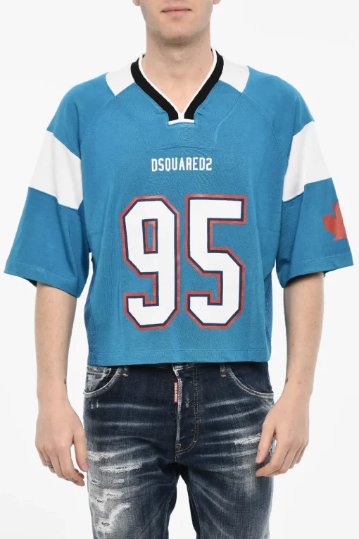 T-shirt scollo a v Traforata Color Block>Dsquared2 New