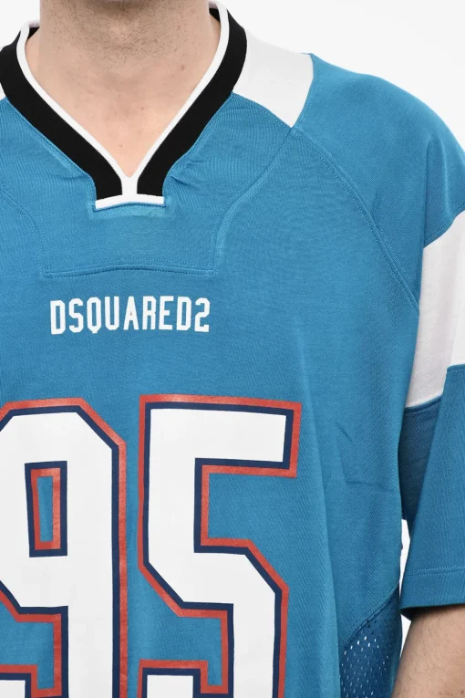 T-shirt scollo a v Traforata Color Block>Dsquared2 New