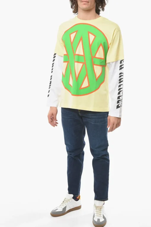 Sale T-Shirt Skater a Manica Lunga con Stampa Stemma Uomo T-Shirt